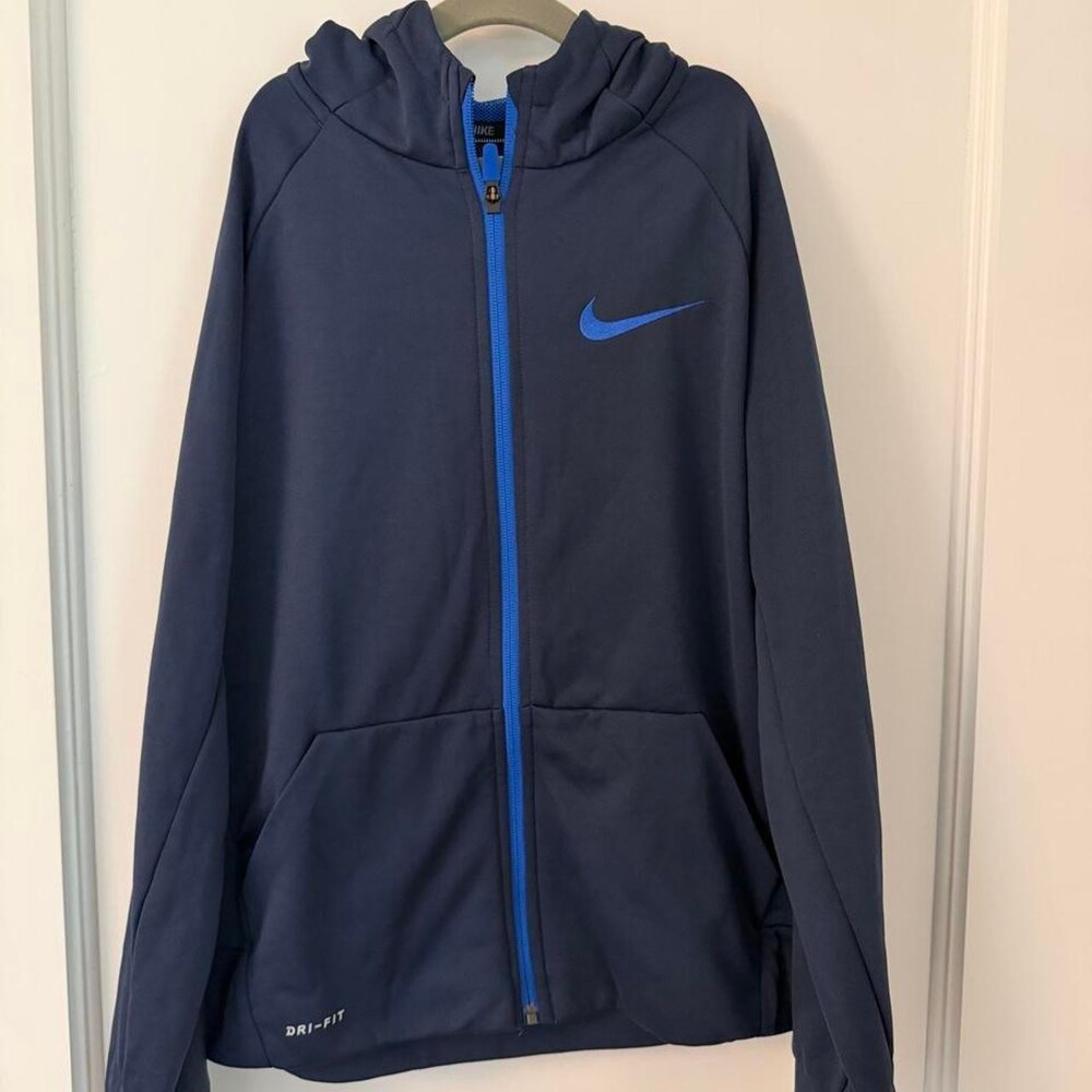 Nike Dri-Fit blue & navy zip-up hoodie in size youth L #athletic #performance